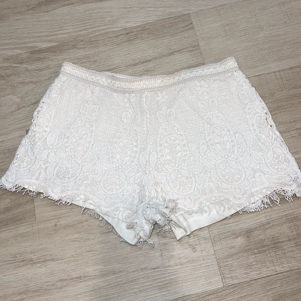 White lace shorts